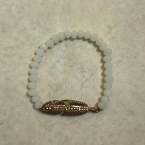 White Bracelet w Feather Accent